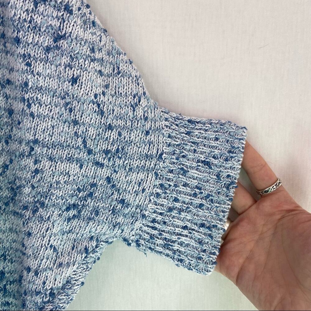 Anthropologie Moth Blue Cotton Linen Blend Marled Open Knit Cocoon Cardigan XS - Picture 6 of 7